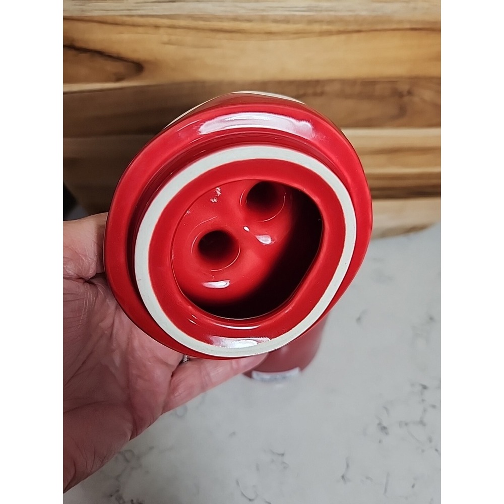 Rae Dunn SANTA'S HELPER Mug w Elf Legs Topper Christmas Red White 2020 VHTF - Picture 8 of 11